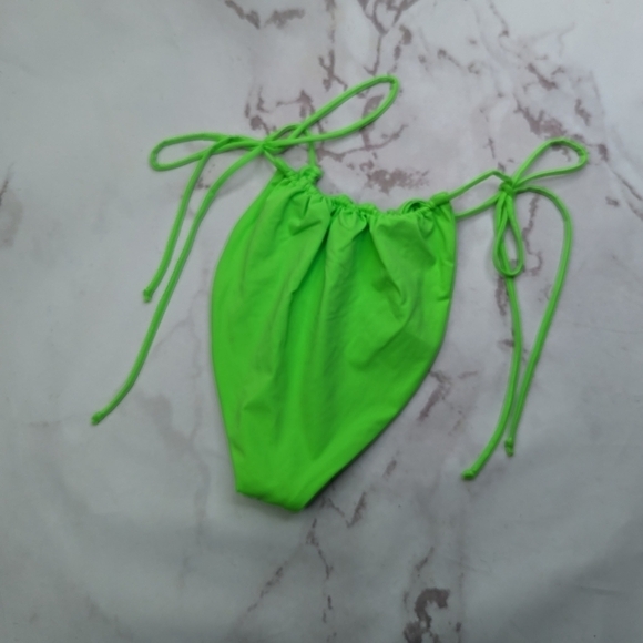 Good American Swim Bottom Women 4 XL Green Chartreuse Neon Tiny Ties Bikini Fits - Picture 4 of 10